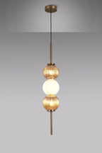 Luminosity Designs - Lustre Segmented Glass Globe Vertical Pendant In An Antique Brass Framework, Amber and Opal, 3x G9 - Luminosity Designs Ltd