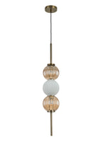 Luminosity Designs - Lustre Segmented Glass Globe Vertical Pendant In An Antique Brass Framework, Amber and Opal, 3x G9 - Luminosity Designs Ltd