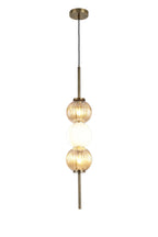 Luminosity Designs - Lustre Segmented Glass Globe Vertical Pendant In An Antique Brass Framework, Amber and Opal, 3x G9 - Luminosity Designs Ltd