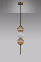 Luminosity Designs - Lustre Segmented Glass Globe Vertical Pendant In An Antique Brass Framework, Amber and Opal, 3x G9 - Luminosity Designs Ltd
