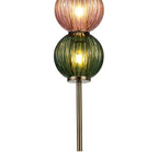 Luminosity Designs - Lustre Segmented Glass Globe Vertical Pendant In An Antique Brass Framework, Blue, Moss and Blush, 3x G9 - Luminosity Designs Ltd