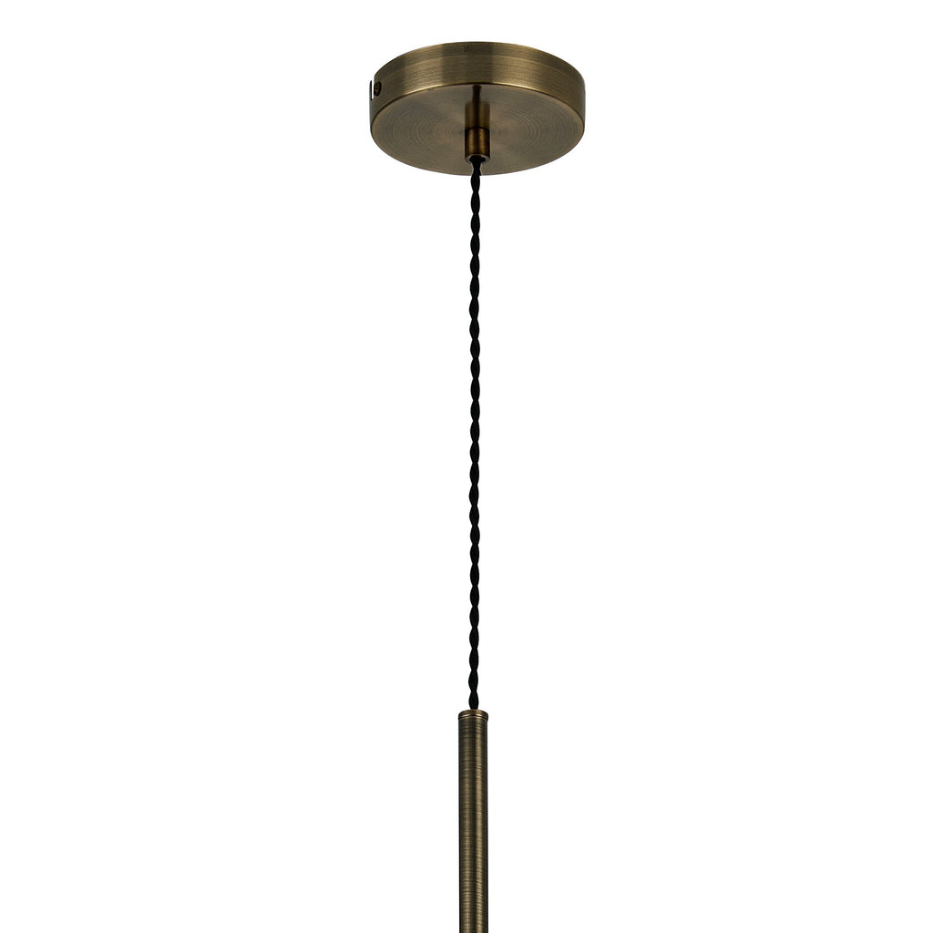 Luminosity Designs - Lustre Segmented Glass Globe Vertical Pendant In An Antique Brass Framework, Blue, Moss and Blush, 3x G9 - Luminosity Designs Ltd