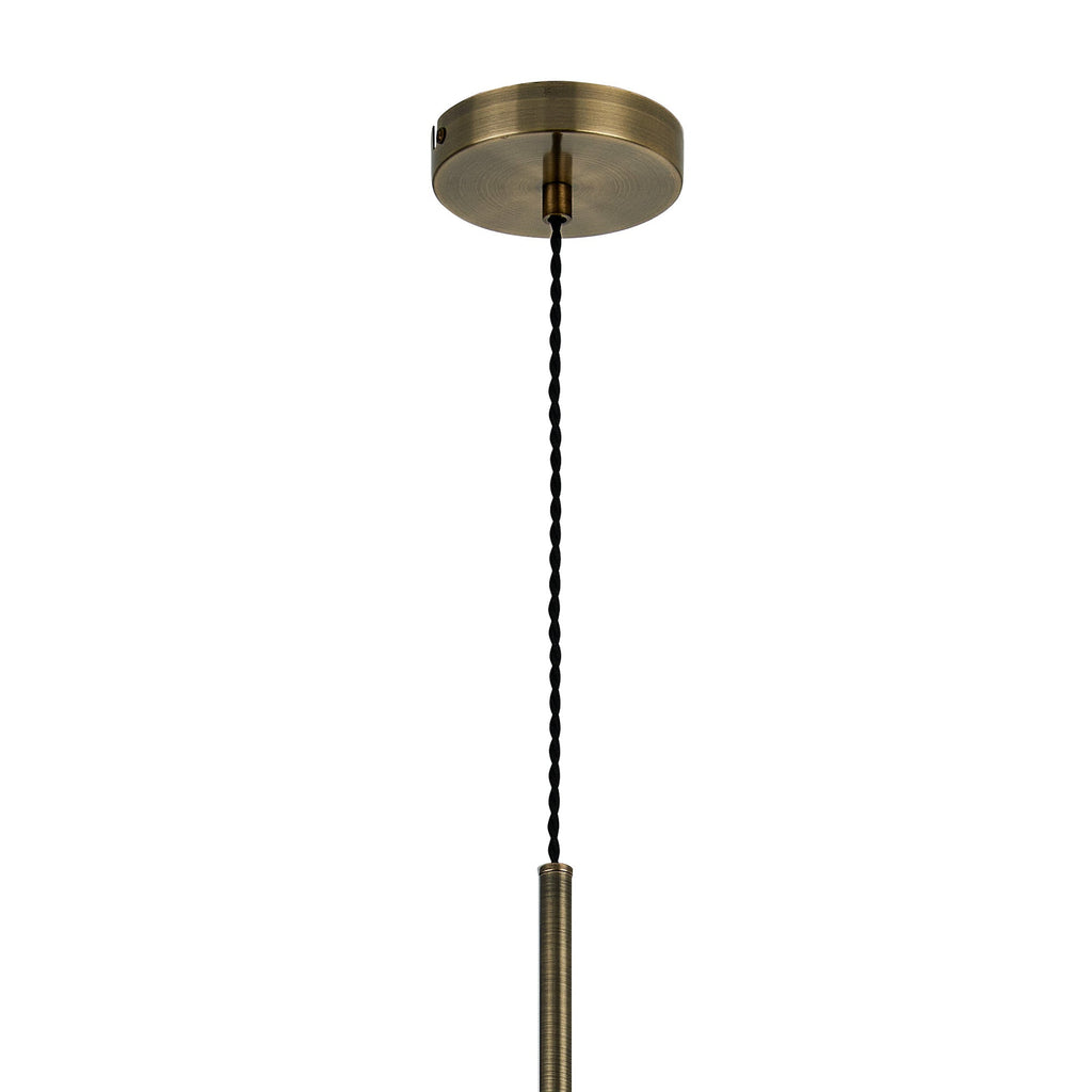 Luminosity Designs - Lustre Segmented Glass Globe Vertical Pendant In An Antique Brass Framework, Blue, Moss and Smoke, 3x G9 - Luminosity Designs Ltd