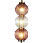 Luminosity Designs - Lustre Segmented Glass Globe Vertical Pendant In An Antique Brass Framework, Iridescent and Blush, 3x G9 - Luminosity Designs Ltd