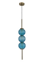 Luminosity Designs - Lustre Segmented Glass Globe Vertical Pendant In An Antique Brass Framework, Single Colour, 3 x G9 - Luminosity Designs Ltd