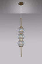 Luminosity Designs - Lustre Segmented Glass Globe Vertical Pendant In An Antique Brass Framework, Single Colour, 3 x G9 - Luminosity Designs Ltd