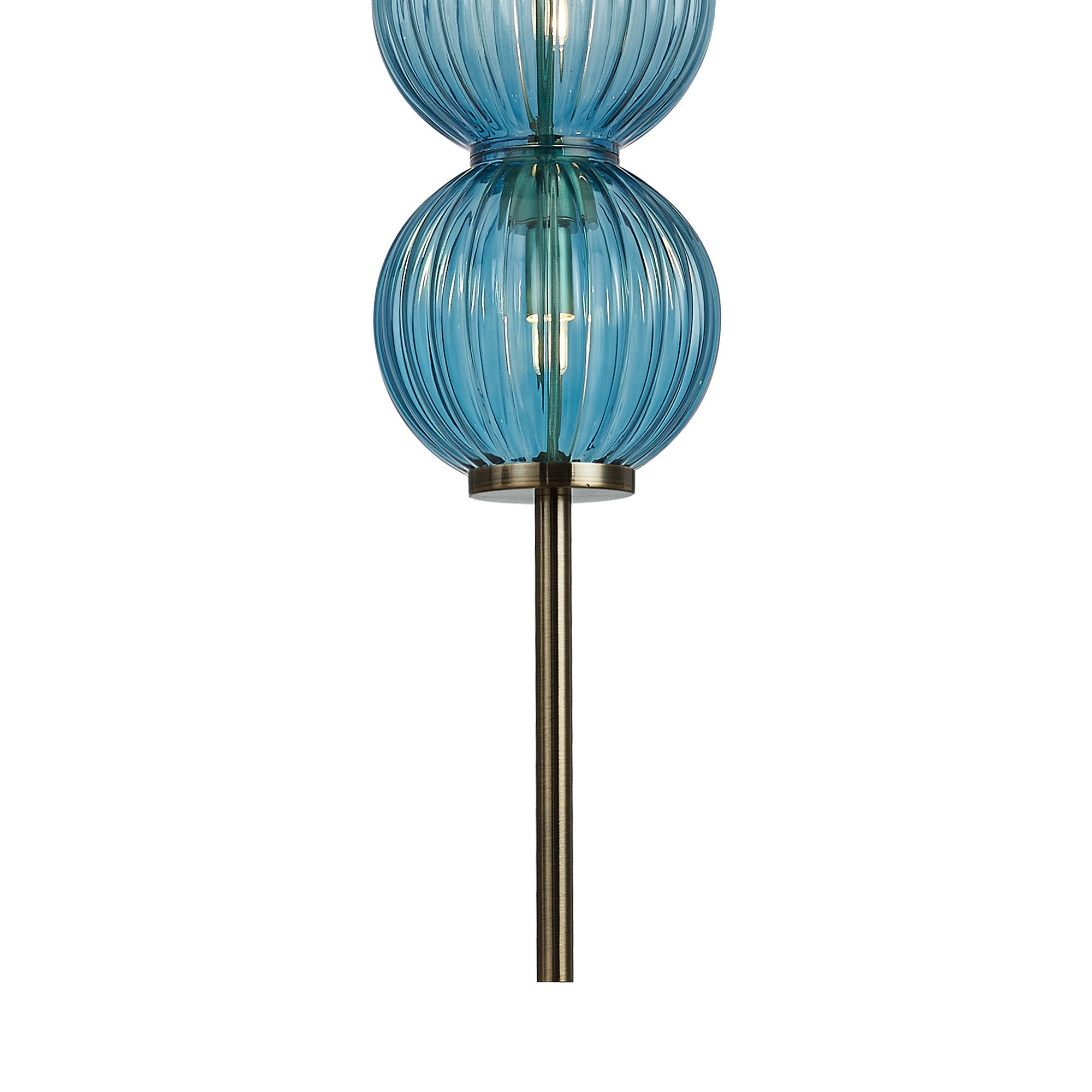 Luminosity Designs - Lustre Segmented Glass Globe Vertical Pendant In An Antique Brass Framework, Single Colour, 3 x G9 - Luminosity Designs Ltd