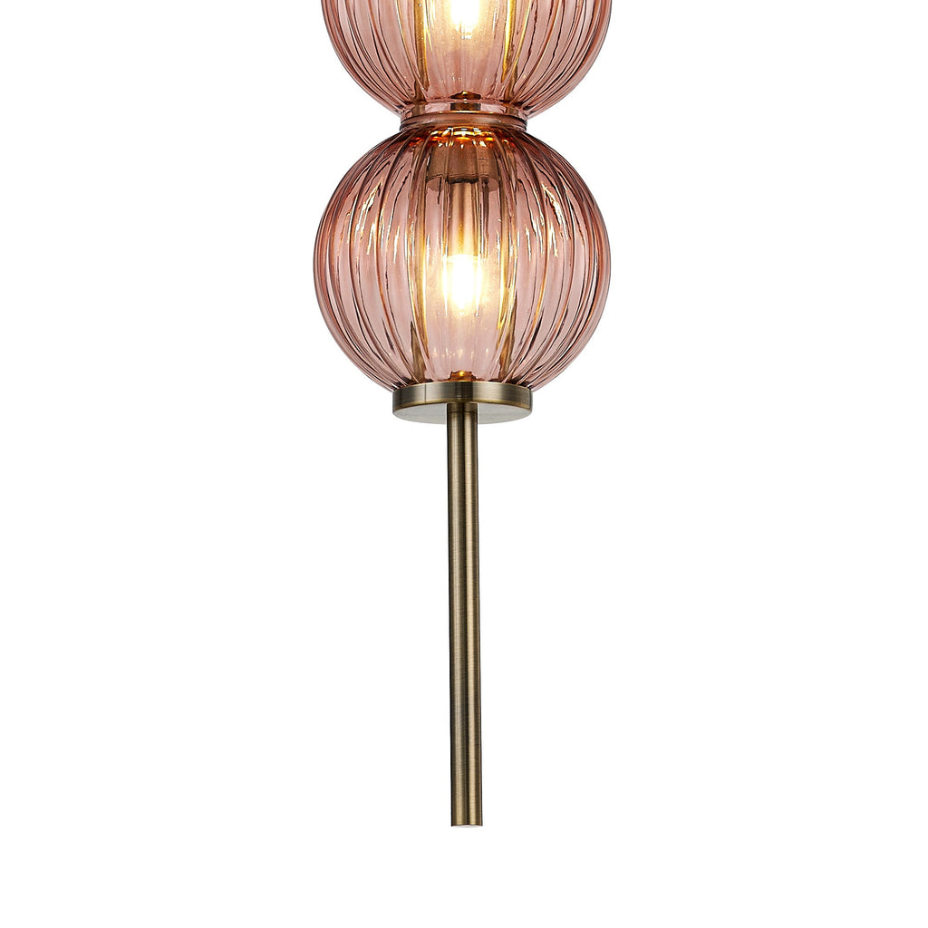 Luminosity Designs - Lustre Segmented Glass Globe Vertical Pendant In An Antique Brass Framework, Single Colour, 3 x G9 - Luminosity Designs Ltd