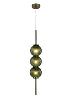 Luminosity Designs - Lustre Segmented Glass Globe Vertical Pendant In An Antique Brass Framework, Single Colour, 3 x G9 - Luminosity Designs Ltd