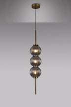 Luminosity Designs - Lustre Segmented Glass Globe Vertical Pendant In An Antique Brass Framework, Single Colour, 3 x G9 - Luminosity Designs Ltd