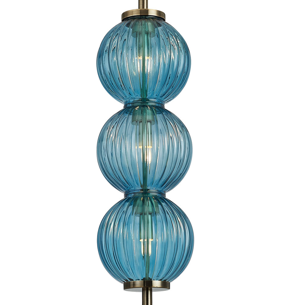 Luminosity Designs - Lustre Segmented Glass Globe Vertical Pendant In An Antique Brass Framework, Single Colour, 3 x G9 - Luminosity Designs Ltd