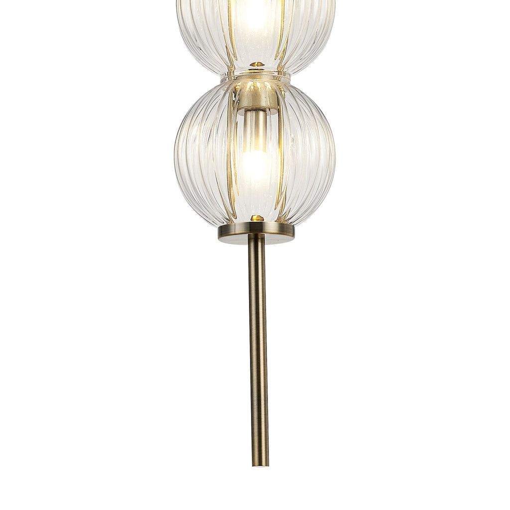 Luminosity Designs - Lustre Segmented Glass Globe Vertical Pendant In An Antique Brass Framework, Single Colour, 3 x G9 - Luminosity Designs Ltd