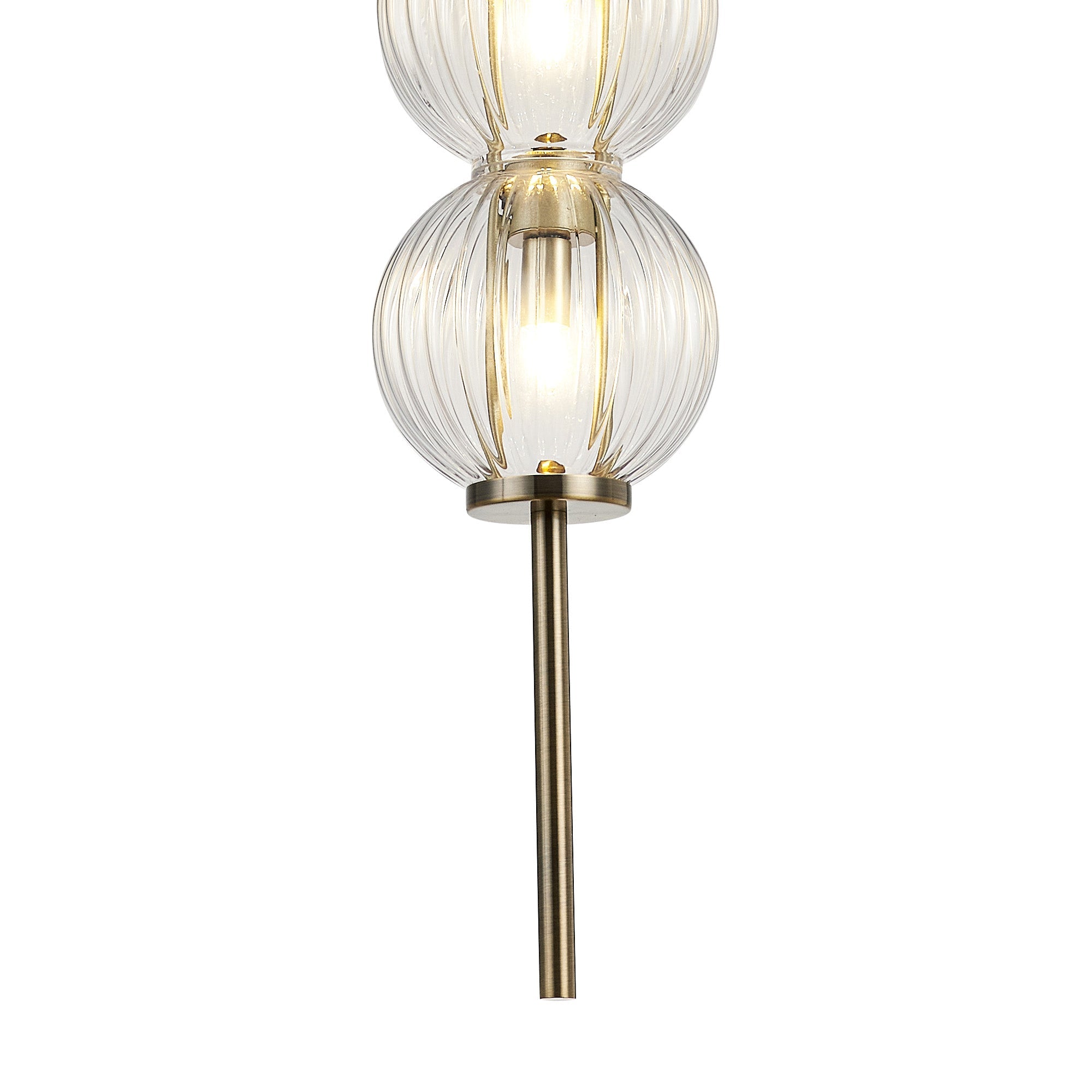 Luminosity Designs - Lustre Segmented Glass Globe Vertical Pendant In An Antique Brass Framework, Single Colour, 3 x G9 - Luminosity Designs Ltd