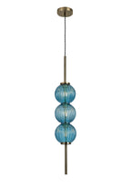 Luminosity Designs - Lustre Segmented Glass Globe Vertical Pendant In An Antique Brass Framework, Single Colour, 3 x G9 - Luminosity Designs Ltd