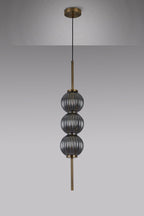 Luminosity Designs - Lustre Segmented Glass Globe Vertical Pendant In An Antique Brass Framework, Single Colour, 3 x G9 - Luminosity Designs Ltd