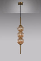 Luminosity Designs - Lustre Segmented Glass Globe Vertical Pendant In An Antique Brass Framework, Single Colour, 3 x G9 - Luminosity Designs Ltd