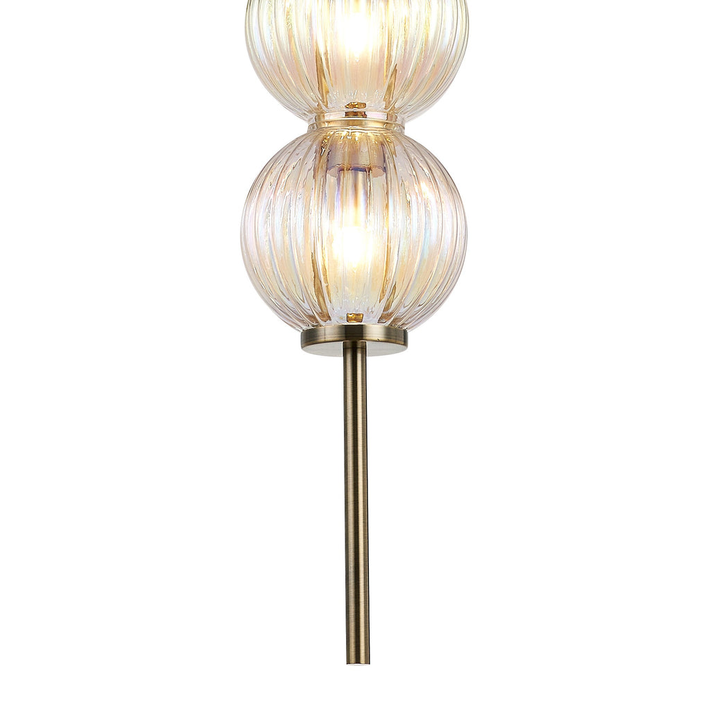 Luminosity Designs - Lustre Segmented Glass Globe Vertical Pendant In An Antique Brass Framework, Single Colour, 3 x G9 - Luminosity Designs Ltd