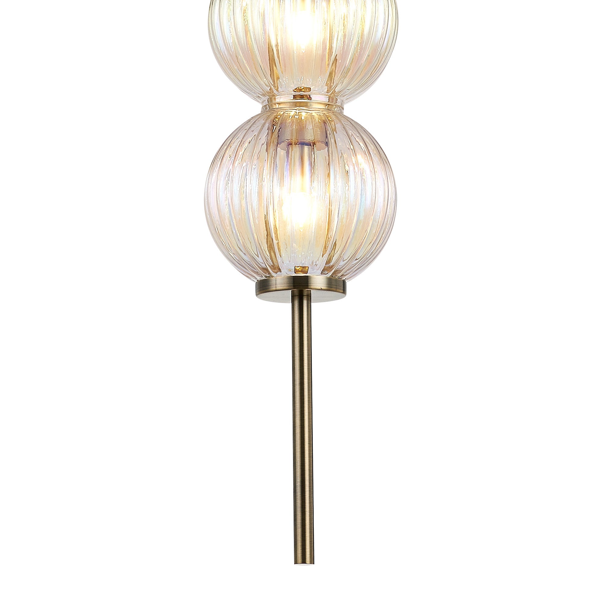 Luminosity Designs - Lustre Segmented Glass Globe Vertical Pendant In An Antique Brass Framework, Single Colour, 3 x G9 - Luminosity Designs Ltd