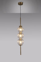 Luminosity Designs - Lustre Segmented Glass Globe Vertical Pendant In An Antique Brass Framework, Single Colour, 3 x G9 - Luminosity Designs Ltd