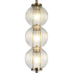 Luminosity Designs - Lustre Segmented Glass Globe Vertical Pendant In An Antique Brass Framework, Single Colour, 3 x G9 - Luminosity Designs Ltd