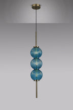 Luminosity Designs - Lustre Segmented Glass Globe Vertical Pendant In An Antique Brass Framework, Single Colour, 3 x G9 - Luminosity Designs Ltd