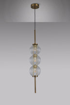 Luminosity Designs - Lustre Segmented Glass Globe Vertical Pendant In An Antique Brass Framework, Single Colour, 3 x G9 - Luminosity Designs Ltd