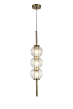 Luminosity Designs - Lustre Segmented Glass Globe Vertical Pendant In An Antique Brass Framework, Single Colour, 3 x G9 - Luminosity Designs Ltd