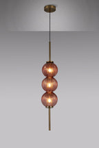 Luminosity Designs - Lustre Segmented Glass Globe Vertical Pendant In An Antique Brass Framework, Single Colour, 3 x G9 - Luminosity Designs Ltd