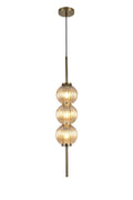 Luminosity Designs - Lustre Segmented Glass Globe Vertical Pendant In An Antique Brass Framework, Single Colour, 3 x G9 - Luminosity Designs Ltd