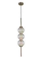 Luminosity Designs - Lustre Segmented Glass Globe Vertical Pendant In An Antique Brass Framework, Single Colour, 3 x G9 - Luminosity Designs Ltd
