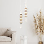 Luminosity Designs - Lustre Segmented Glass Globe Vertical Pendant In An Antique Brass Framework, Single Colour, 3 x G9 - Luminosity Designs Ltd