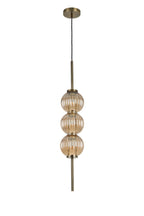 Luminosity Designs - Lustre Segmented Glass Globe Vertical Pendant In An Antique Brass Framework, Single Colour, 3 x G9 - Luminosity Designs Ltd