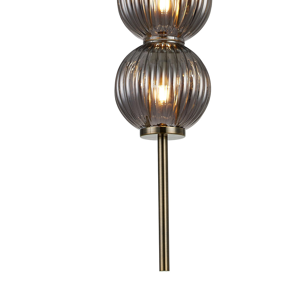 Luminosity Designs - Lustre Segmented Glass Globe Vertical Pendant In An Antique Brass Framework, Single Colour, 3 x G9 - Luminosity Designs Ltd