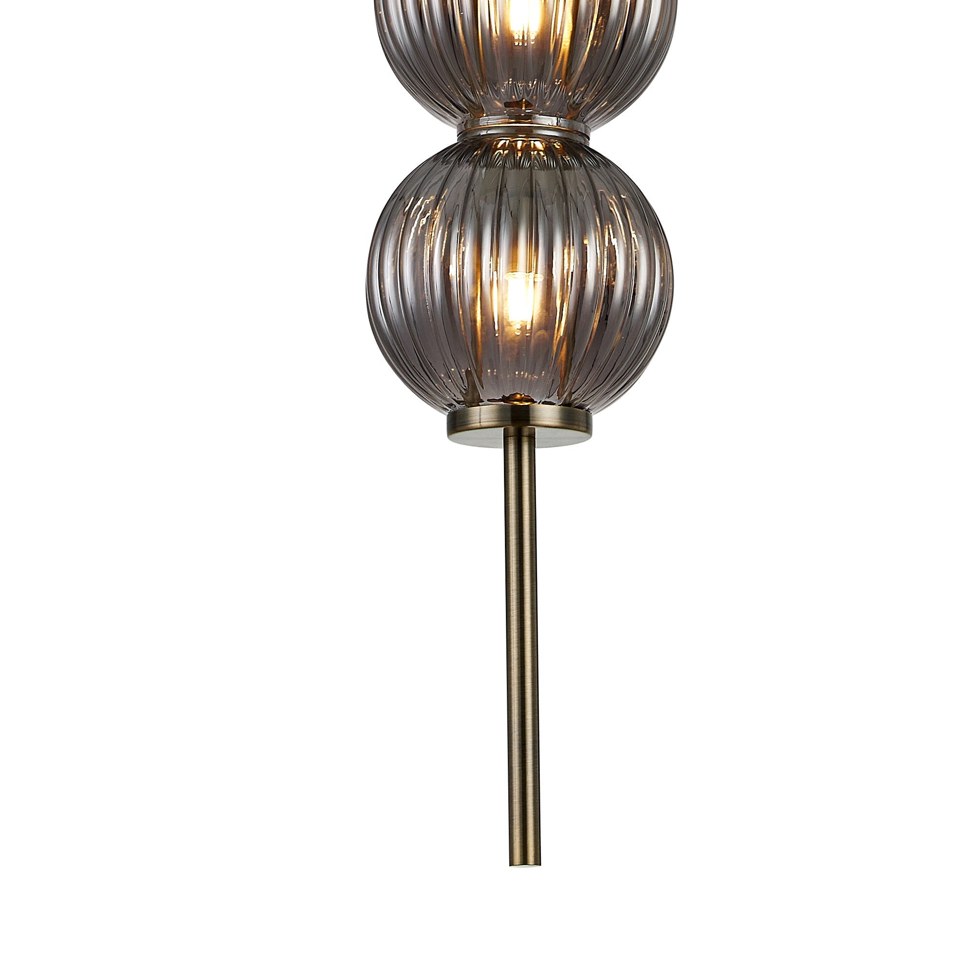 Luminosity Designs - Lustre Segmented Glass Globe Vertical Pendant In An Antique Brass Framework, Single Colour, 3 x G9 - Luminosity Designs Ltd