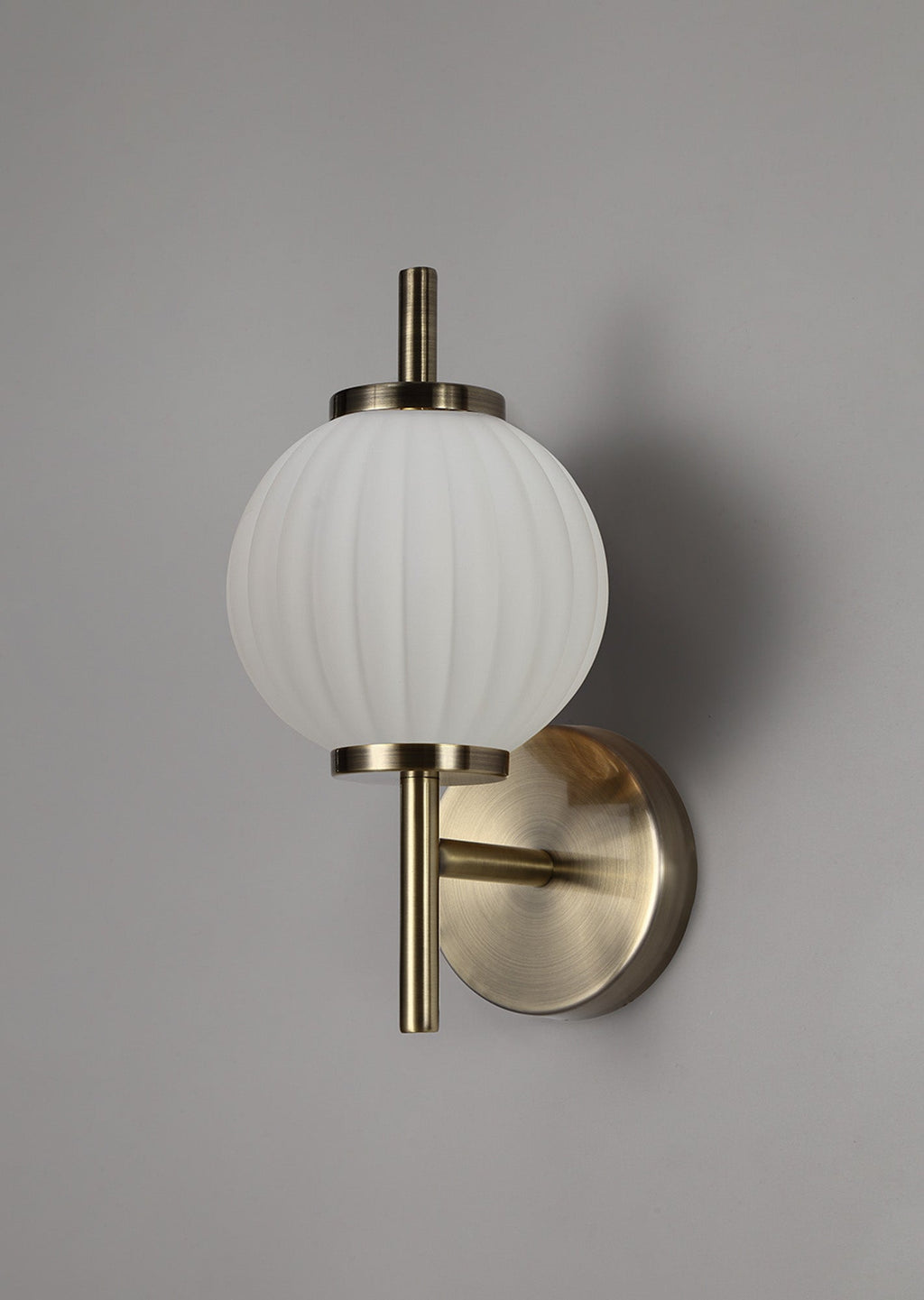 Luminosity Designs - Lustre Segmented Glass Globe Wall Lamp In An Antique Brass Framework, 1 x G9 - Luminosity Designs Ltd