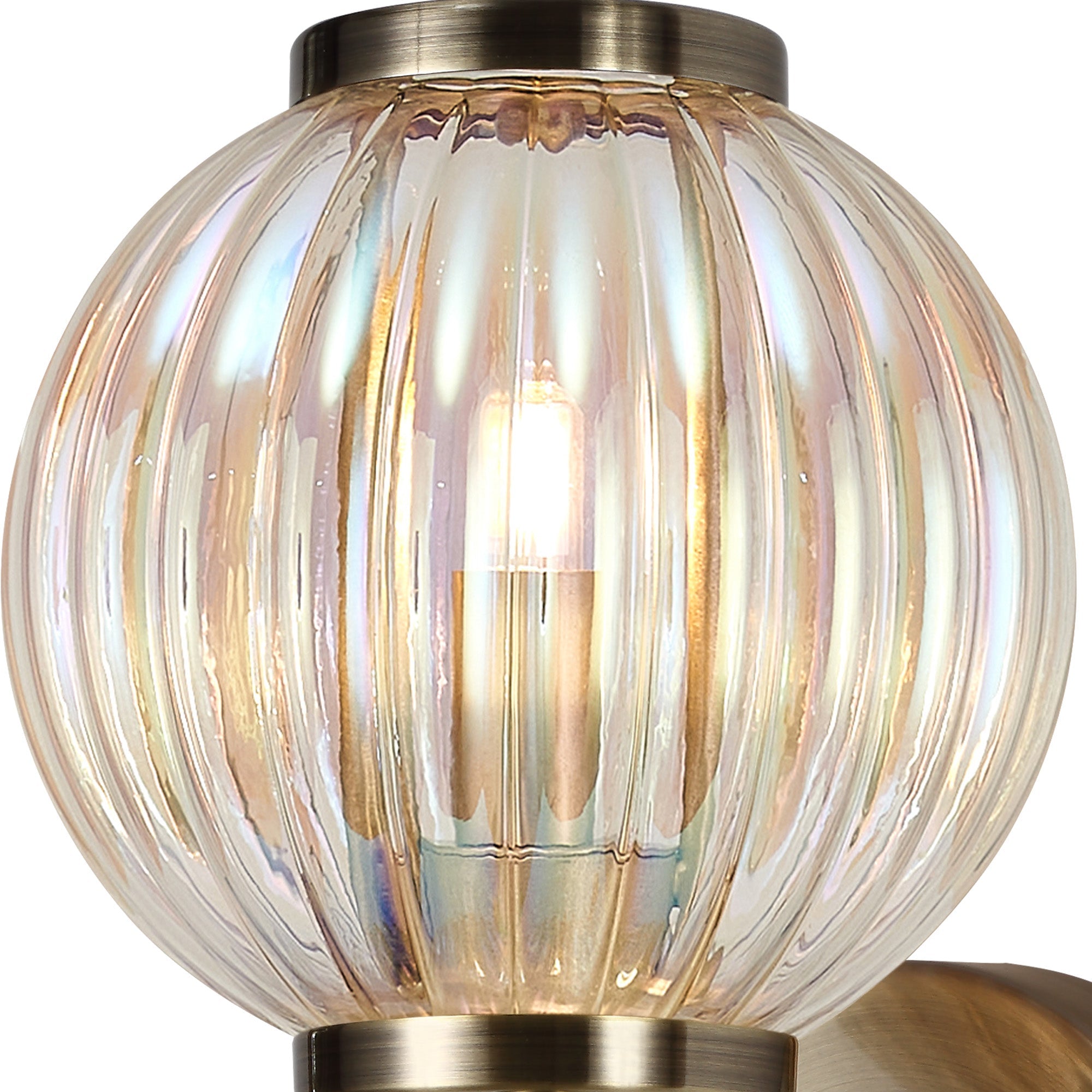 Luminosity Designs - Lustre Segmented Glass Globe Wall Lamp In An Antique Brass Framework, 1 x G9 - Luminosity Designs Ltd