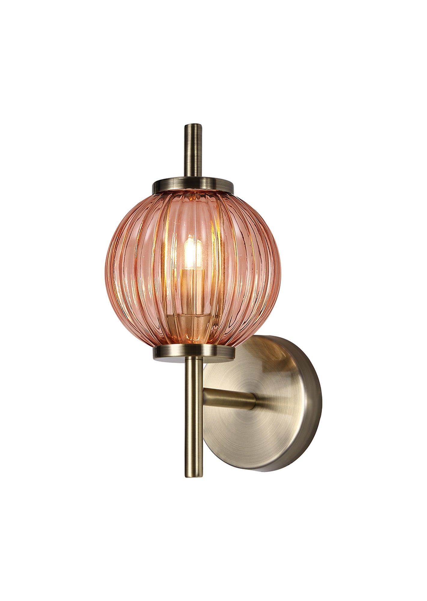 Luminosity Designs - Lustre Segmented Glass Globe Wall Lamp In An Antique Brass Framework, 1 x G9 - Luminosity Designs Ltd