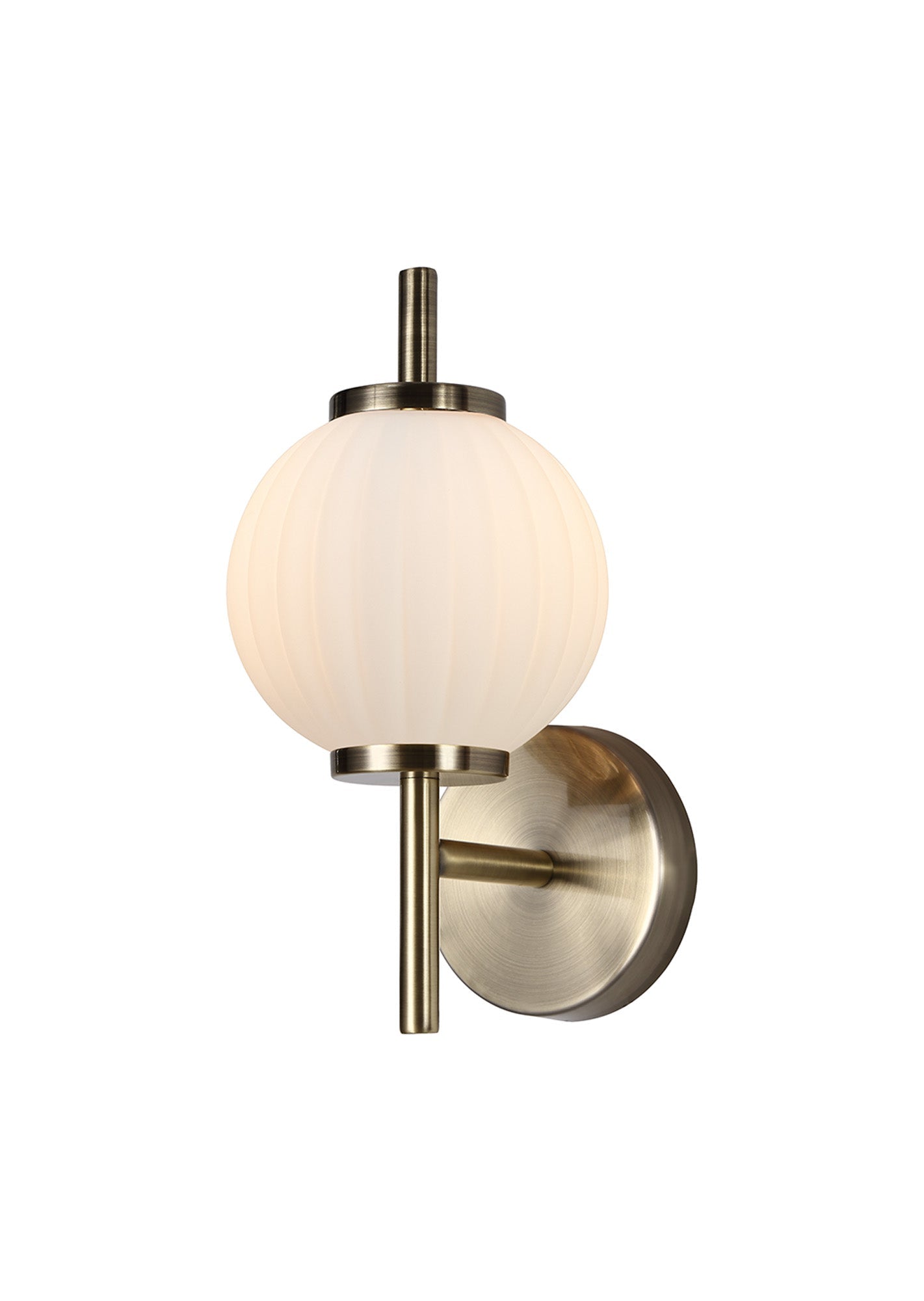 Luminosity Designs - Lustre Segmented Glass Globe Wall Lamp In An Antique Brass Framework, 1 x G9 - Luminosity Designs Ltd