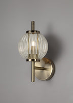 Luminosity Designs - Lustre Segmented Glass Globe Wall Lamp In An Antique Brass Framework, 1 x G9 - Luminosity Designs Ltd