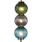 Lustre Segmented Glass Globe Vertical Pendant In An Antique Brass Framework, Blue, Moss and Smoke, 3x G9