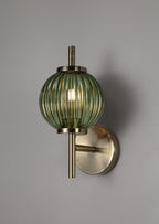 Lustre Segmented Glass Globe Wall Lamp In An Antique Brass Framework, 1 x G9