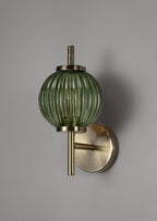 Lustre Segmented Glass Globe Wall Lamp In An Antique Brass Framework, 1 x G9