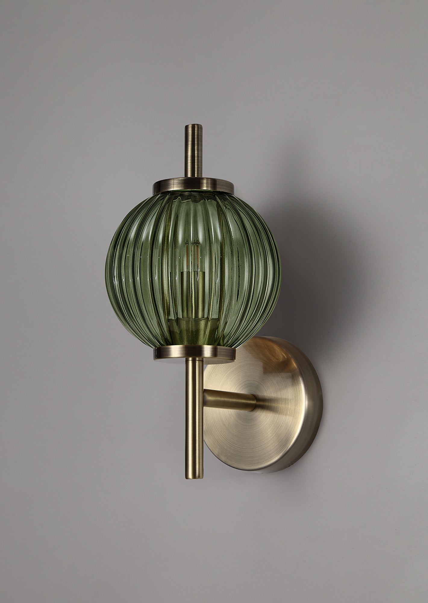 Lustre Segmented Glass Globe Wall Lamp In An Antique Brass Framework, 1 x G9