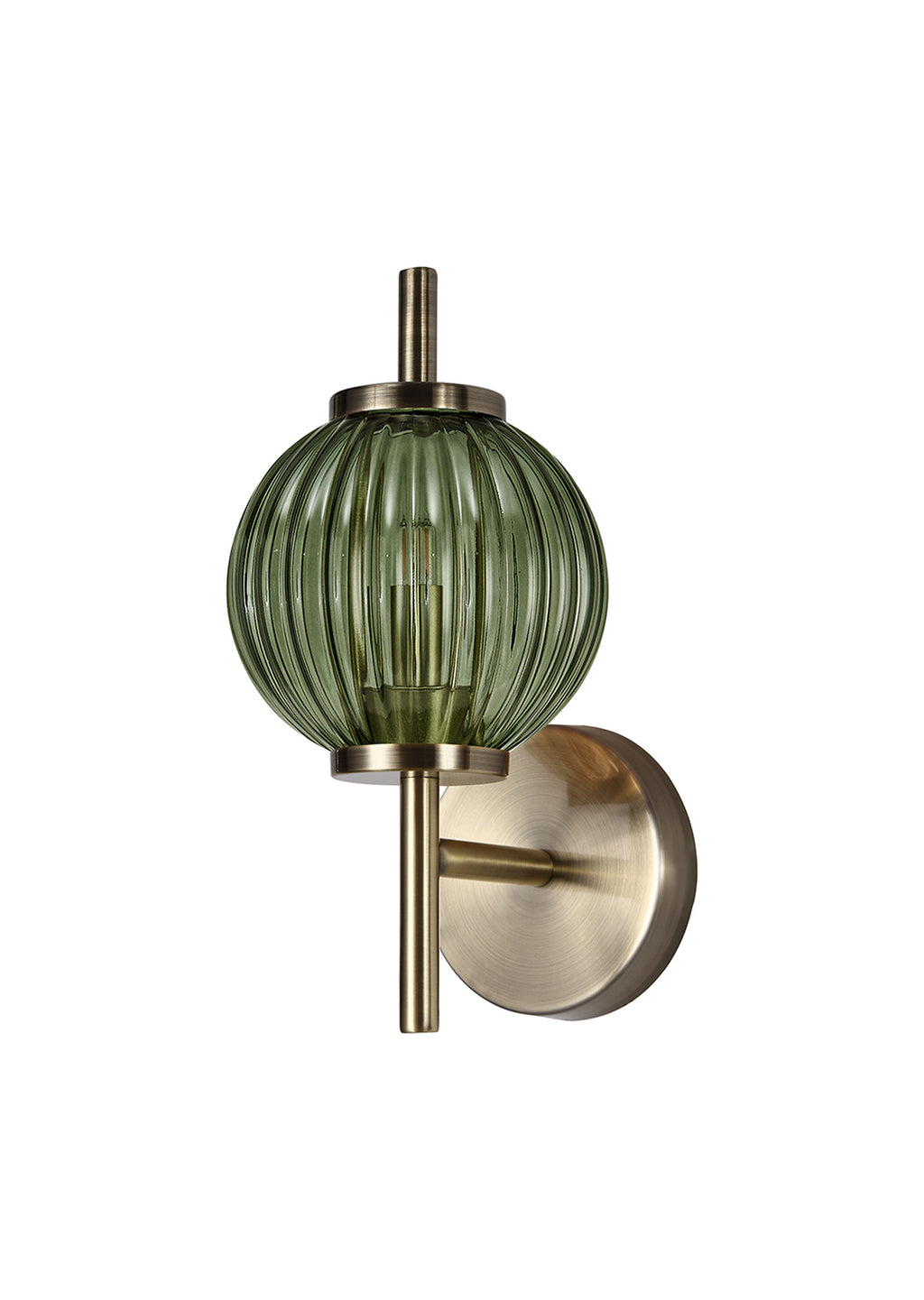 Lustre Segmented Glass Globe Wall Lamp In An Antique Brass Framework, 1 x G9