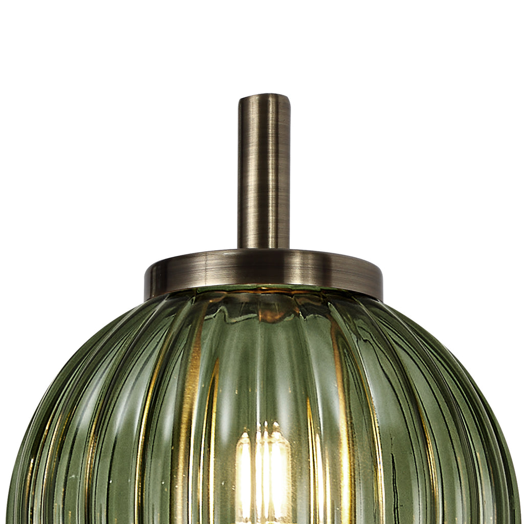 Lustre Segmented Glass Globe Wall Lamp In An Antique Brass Framework, 1 x G9