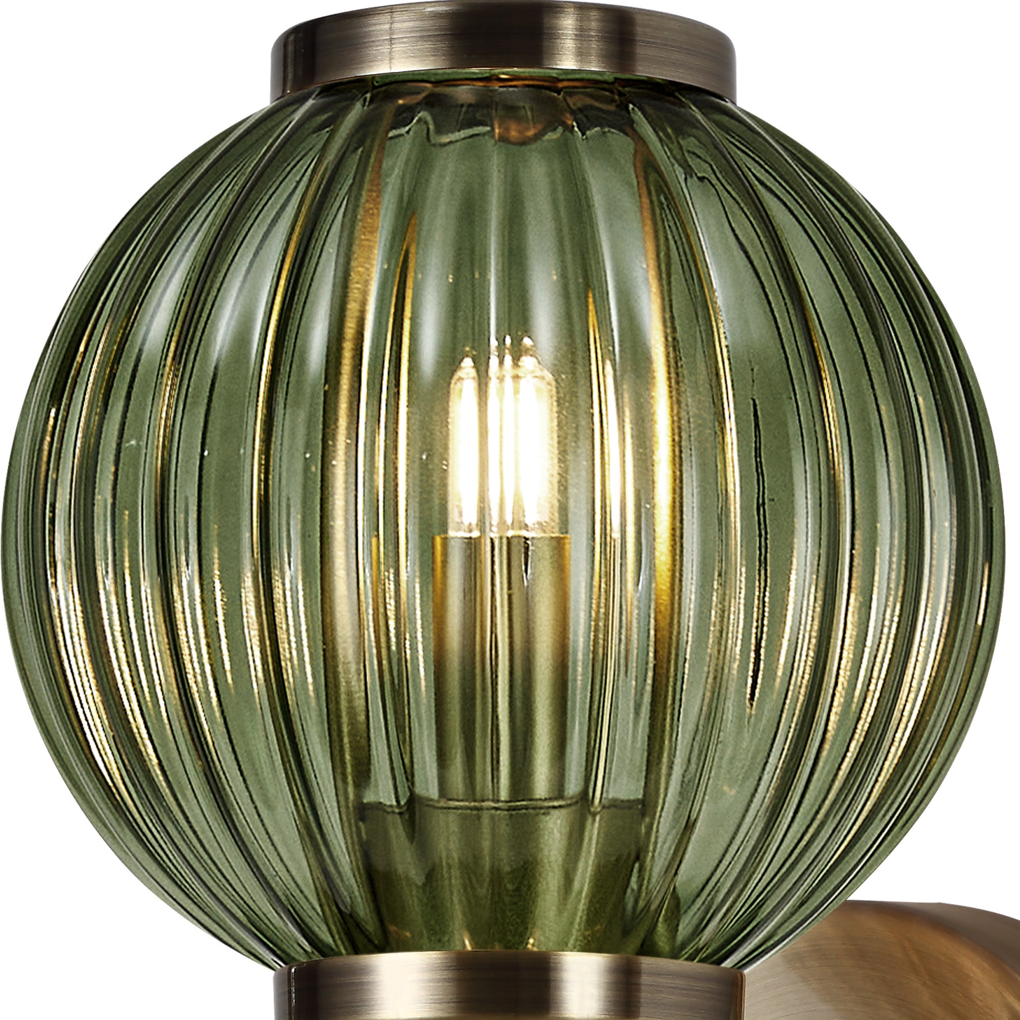 Lustre Segmented Glass Globe Wall Lamp In An Antique Brass Framework, 1 x G9