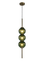 Lustre Segmented Glass Globe Vertical Pendant In An Antique Brass Framework, Single Colour,  3 x G9
