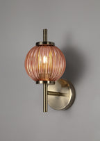 Lustre Segmented Glass Globe Wall Lamp In An Antique Brass Framework, 1 x G9