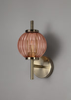 Lustre Segmented Glass Globe Wall Lamp In An Antique Brass Framework, 1 x G9