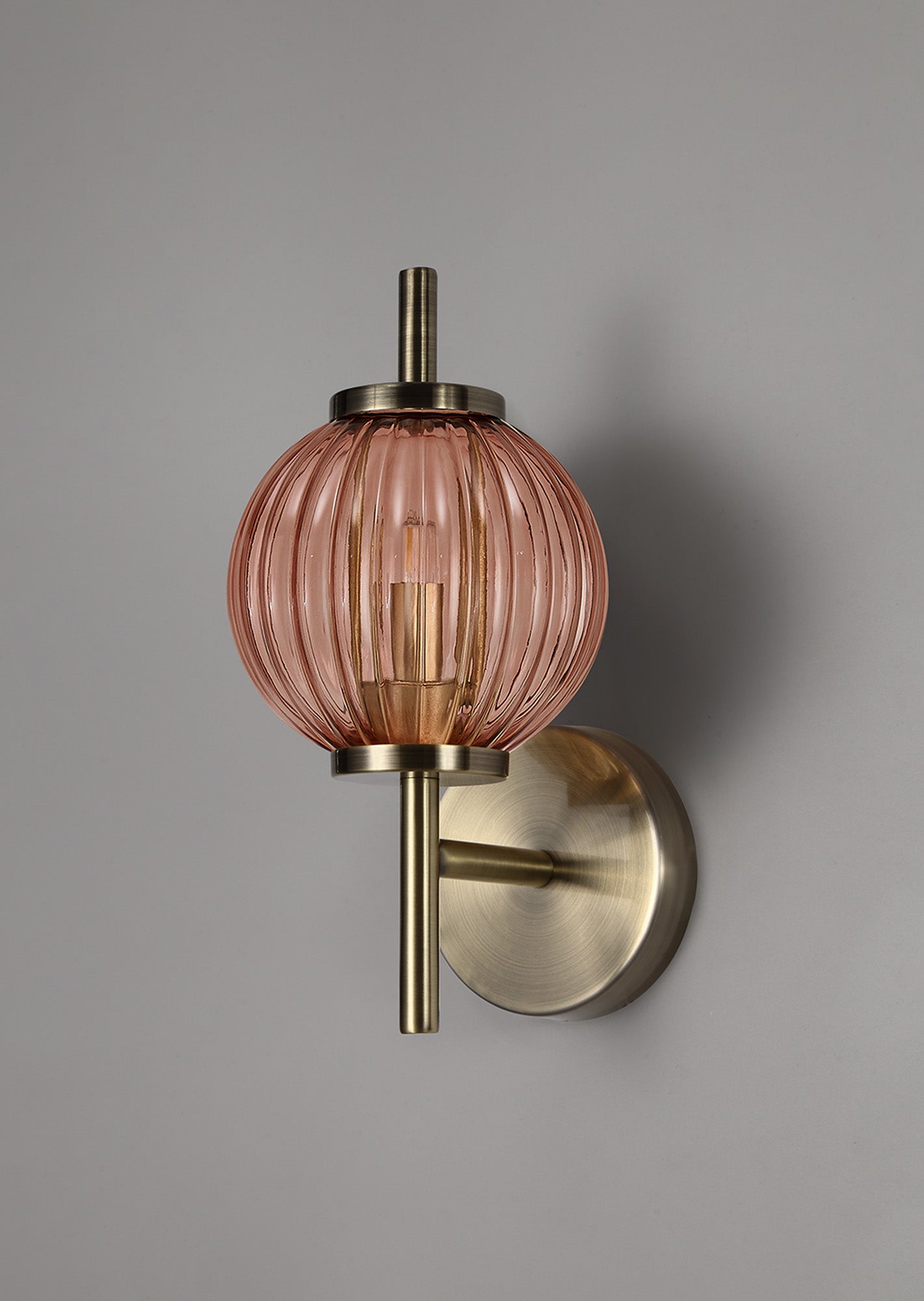 Lustre Segmented Glass Globe Wall Lamp In An Antique Brass Framework, 1 x G9